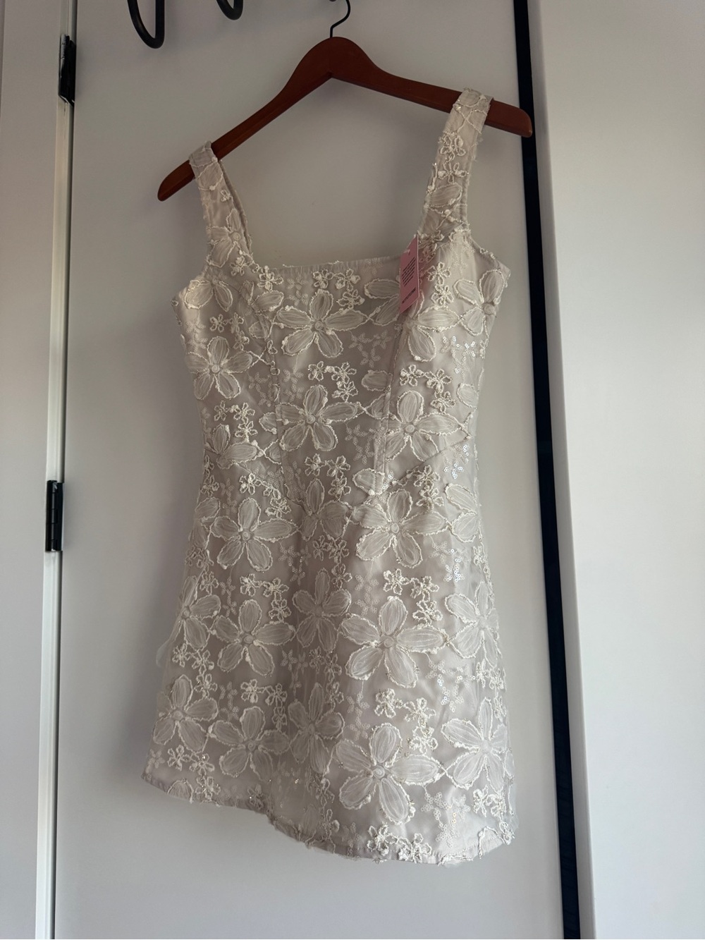 PrettyLittleThing Ivory Floral Lace Slip Dress